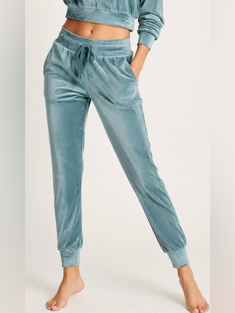 Victoria’s Secret On Point Velour Jogger Pants Blue Green Small Soft Lounge